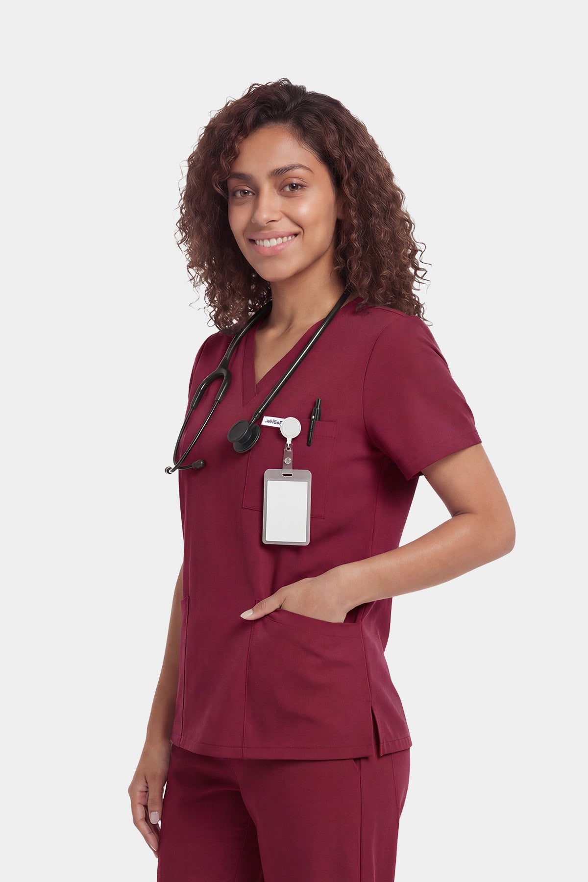 JelriSoFit Free Uniformes de Trabajo – Mujer Vino, Antiarrrugas
