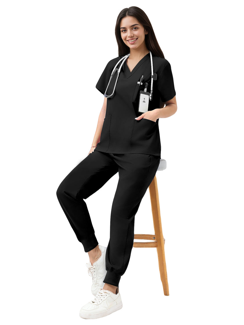 JelriSoFit Classic Nursing Uniforms – Women’s Black, Soft and Breathable
