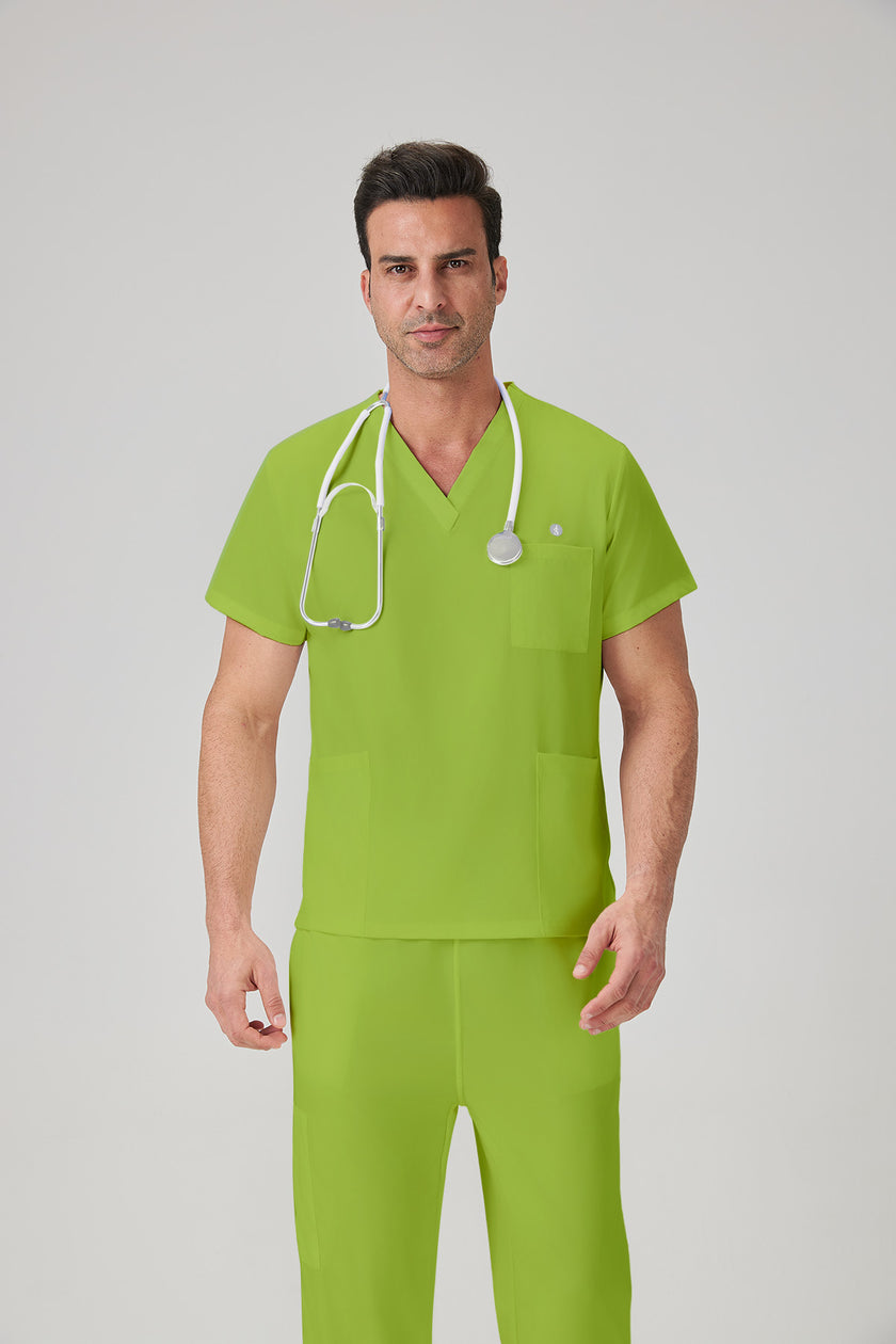 JelriSoFit Classic Uniformes Médicos - Hombre Verde Lima, Transpirable y moderno