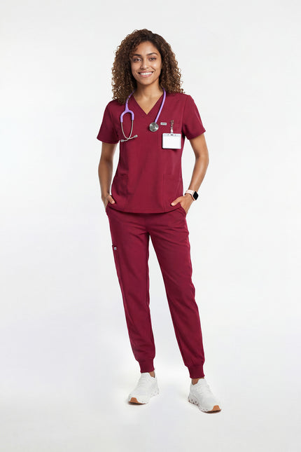 JelriSoFit Free Uniformes de Trabajo – Mujer Vino, Antiarrrugas