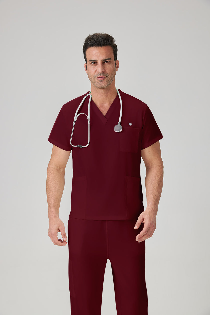 JelriSoFit Classic Medical Uniforms - Men's White, Straight Leg Trouser Set