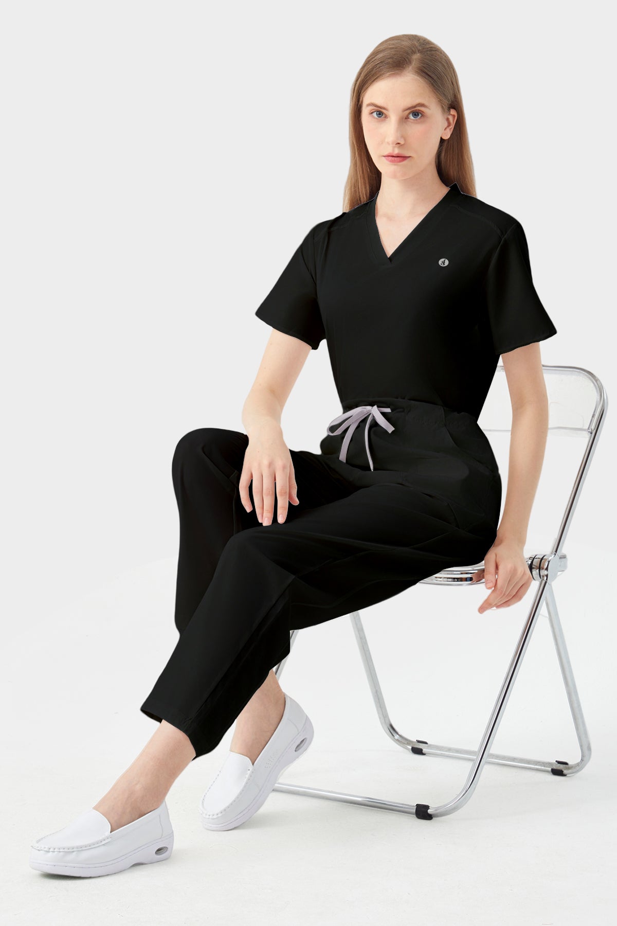 Jelrisofit Traje quirúrgico negro transpirable y agradable para la piel.#color_Negro