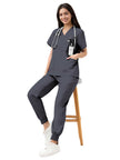 JelriSoFit Classic Medical Uniforms – Women’s Dark Grey, Big Functional Pockets