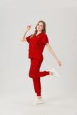 JelriSoFit Classic Pijama Quirúrgica - Mujer Granada Roja, Resistente e impermeable