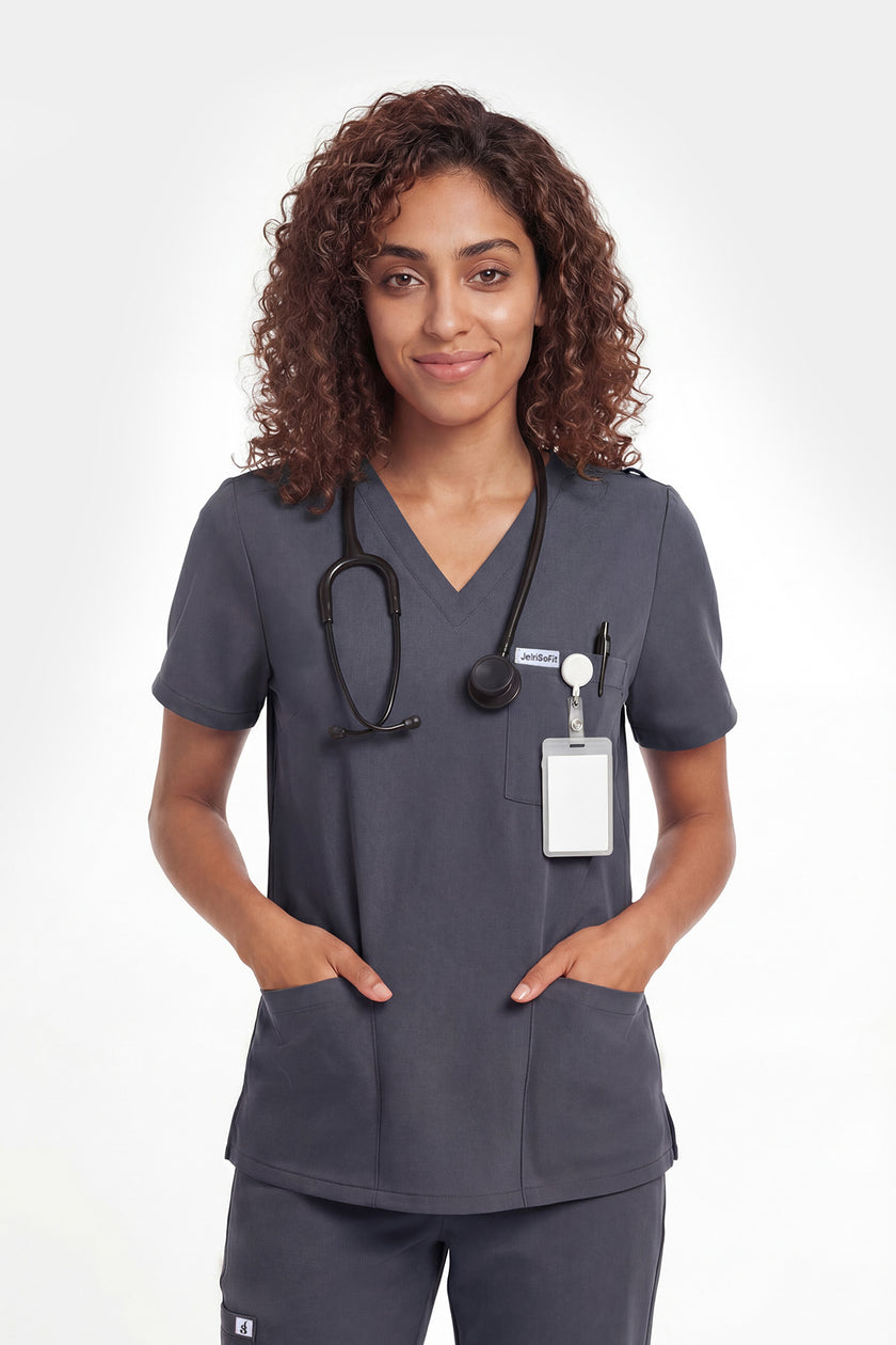 JelriSoFit Free Uniformes de Trabajo – Mujer Gris Carbon, Tejido mejorado
