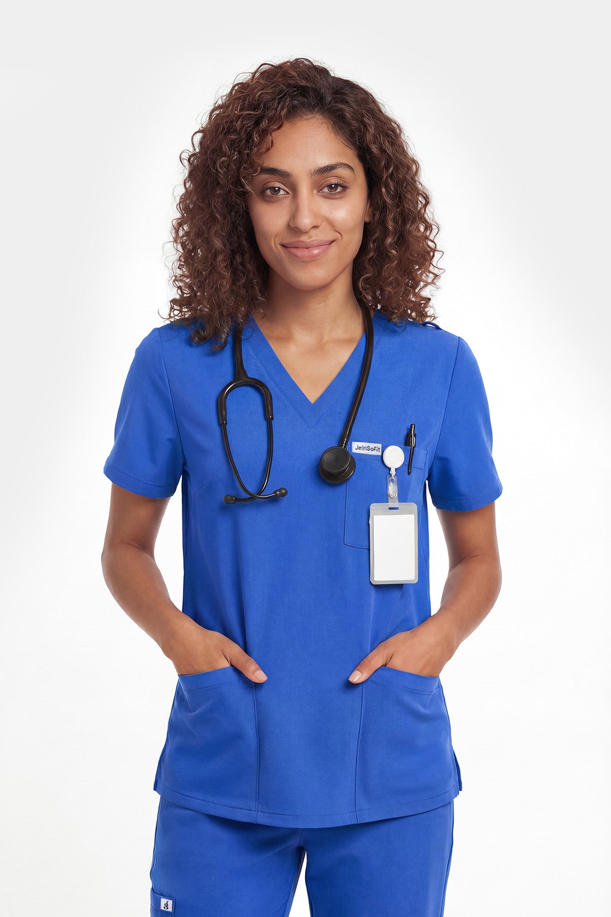 JelriSoFit Free Uniformes Médicos – Mujer Azul Rey, Cintura elástica