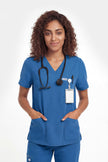 JelriSoFit Free Uniformes Médicos – Mujer Azure Blue, Bolsillos amplios