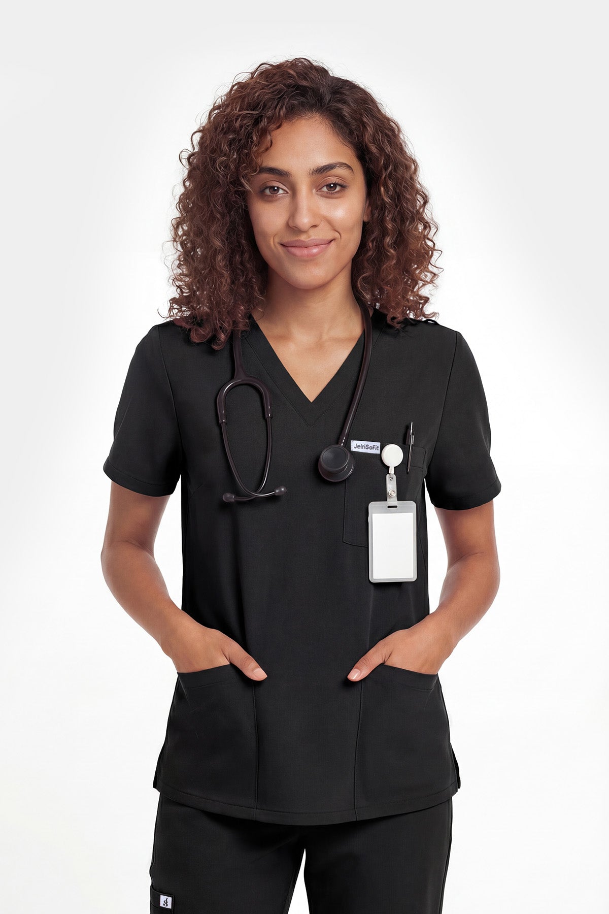 JelriSoFit Free Uniformes Quirúrgicos – Mujer Negro, Aberturas laterales