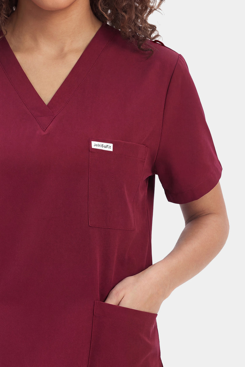 JelriSoFit Free Uniformes de Trabajo – Mujer Vino, Antiarrrugas