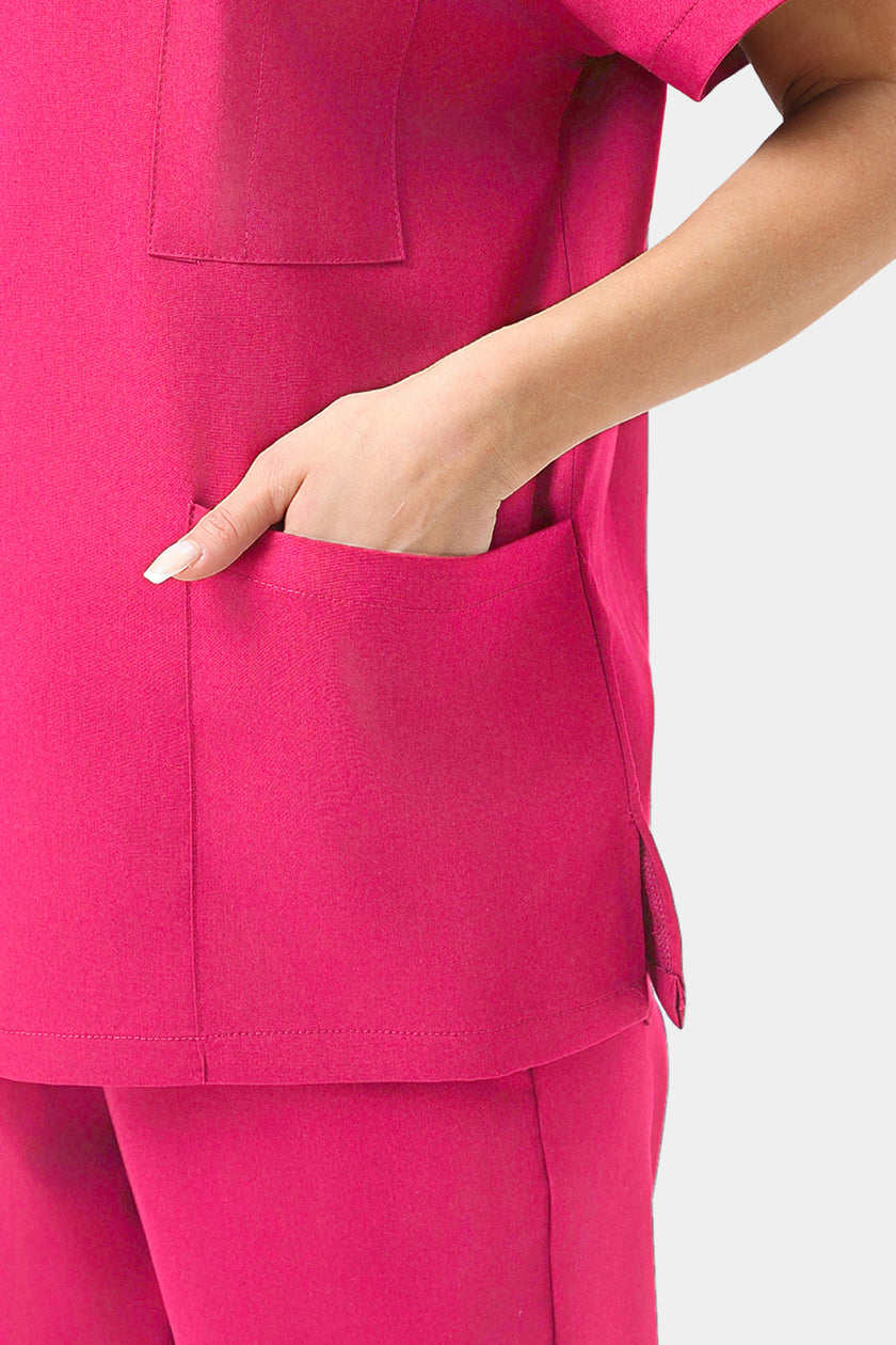 JelriSoFit Free Pijama Quirúrgica – Mujer Fucsia, Puños acanalados en tobillos