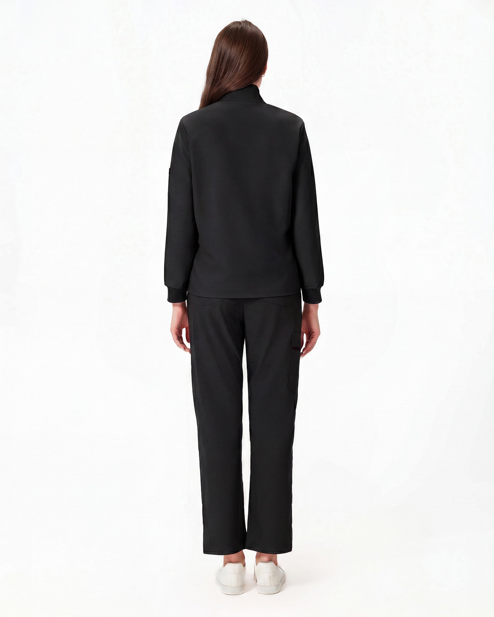 Vista trasera uniforme de trabajo negro