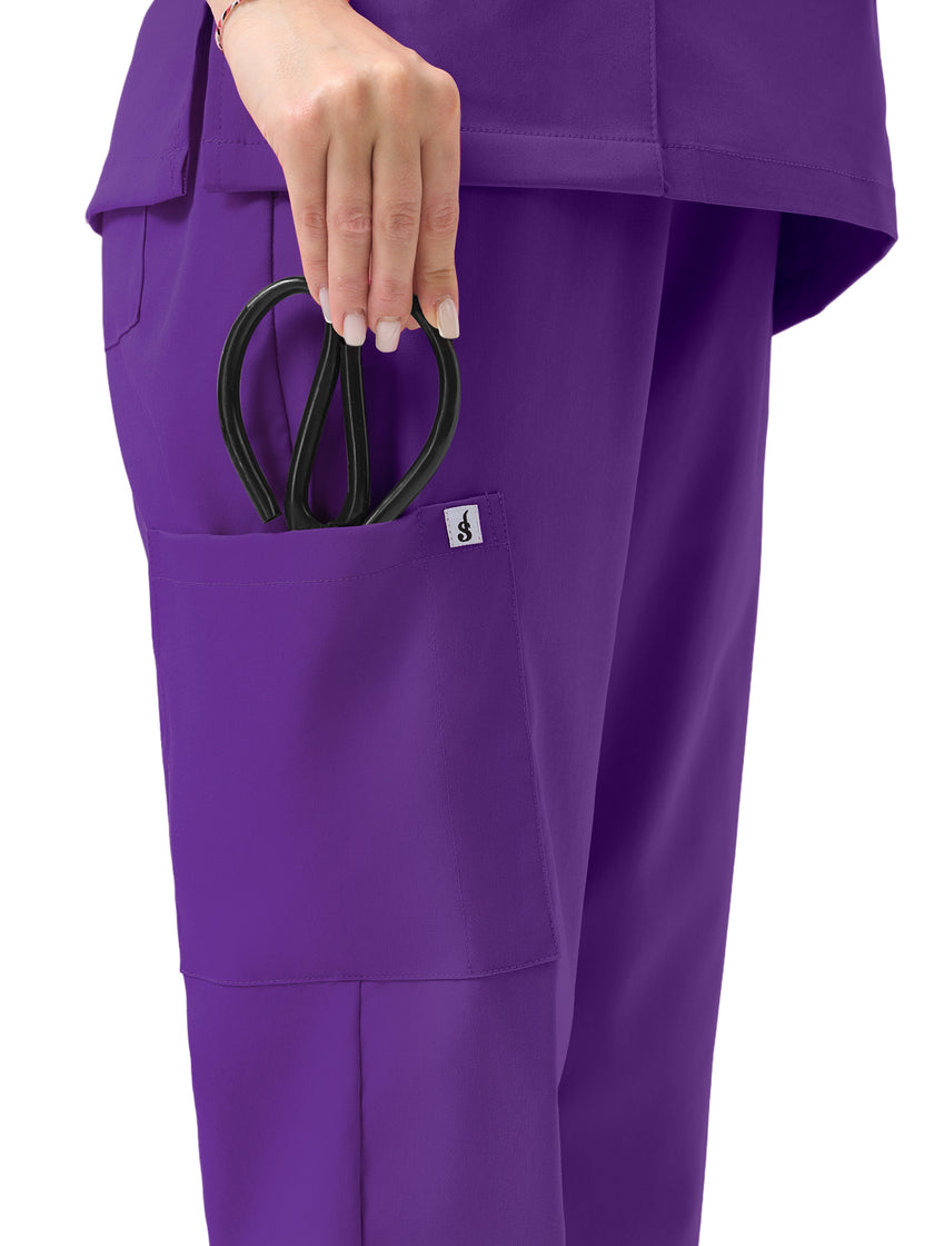 JelriSoFit Classic Nursing Scrubs – Women’s Dark Purple, Lightweight and Stretchy