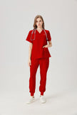 JelriSoFit Classic Pijama Quirúrgica - Mujer Granada Roja, Resistente e impermeable