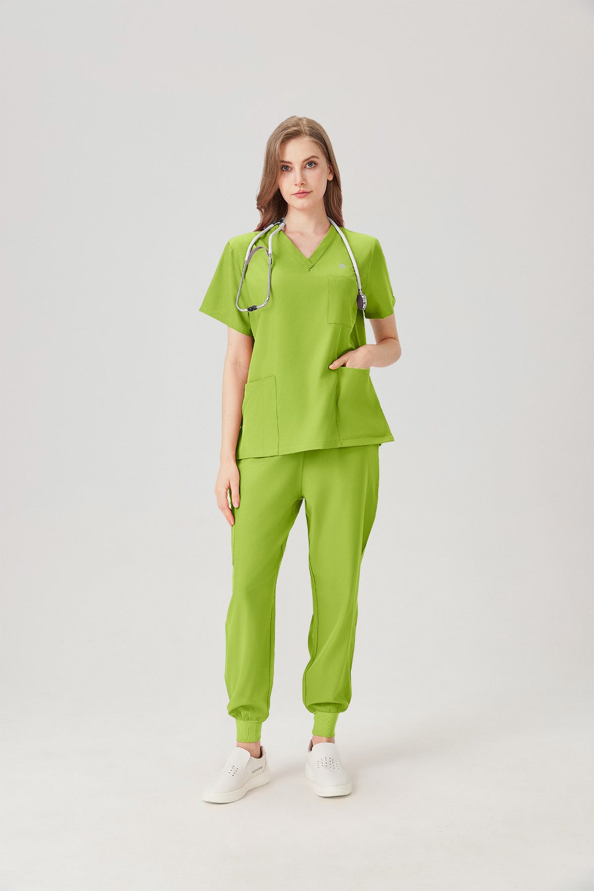 JelriSoFit Classic Uniformes Médicos - Mujer Verde Lima, Suave y elástico