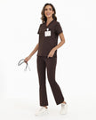 JelriSoFit FlowForm Uniformes de Trabajo 2 Piezas – Mujer Espresso, comodidad tipo activewear y ajuste estructurado