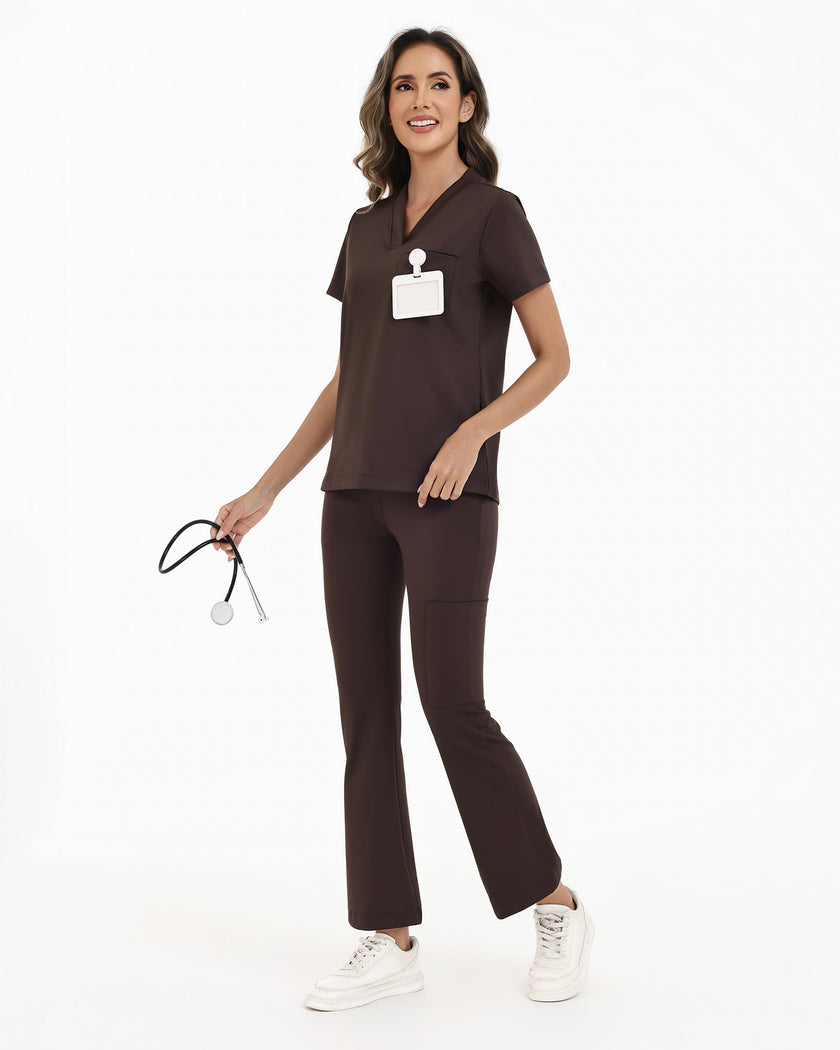 JelriSoFit FlowForm Uniformes de Trabajo 2 Piezas – Mujer Espresso, comodidad tipo activewear y ajuste estructurado