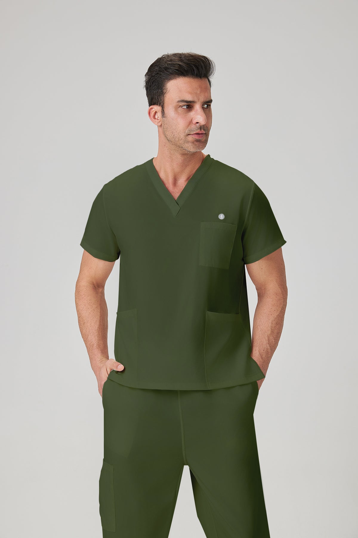 JelriSoFit Classic Uniformes Médicos - Hombre Verde Musgo, Resistente a las manchas