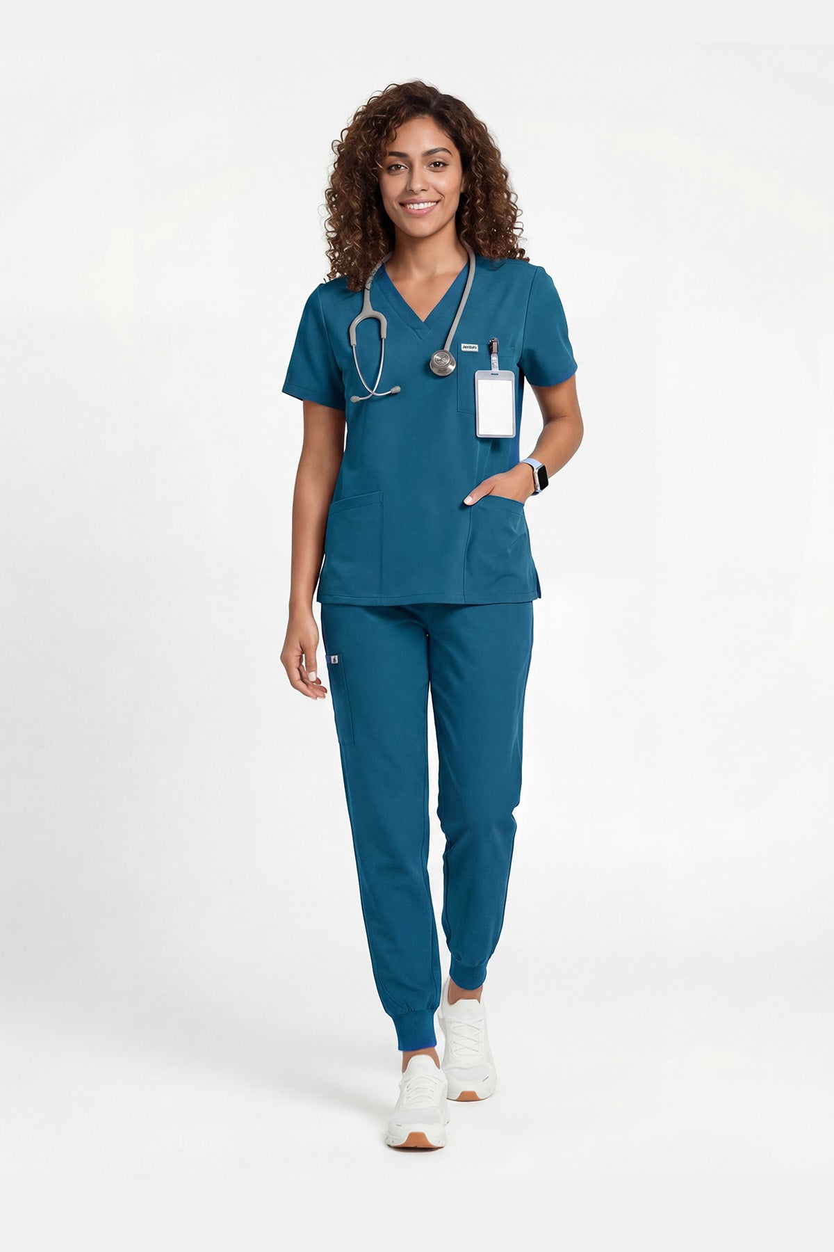 JelriSoFit Free Uniformes Médicos – Mujer Azure Blue, Bolsillos amplios