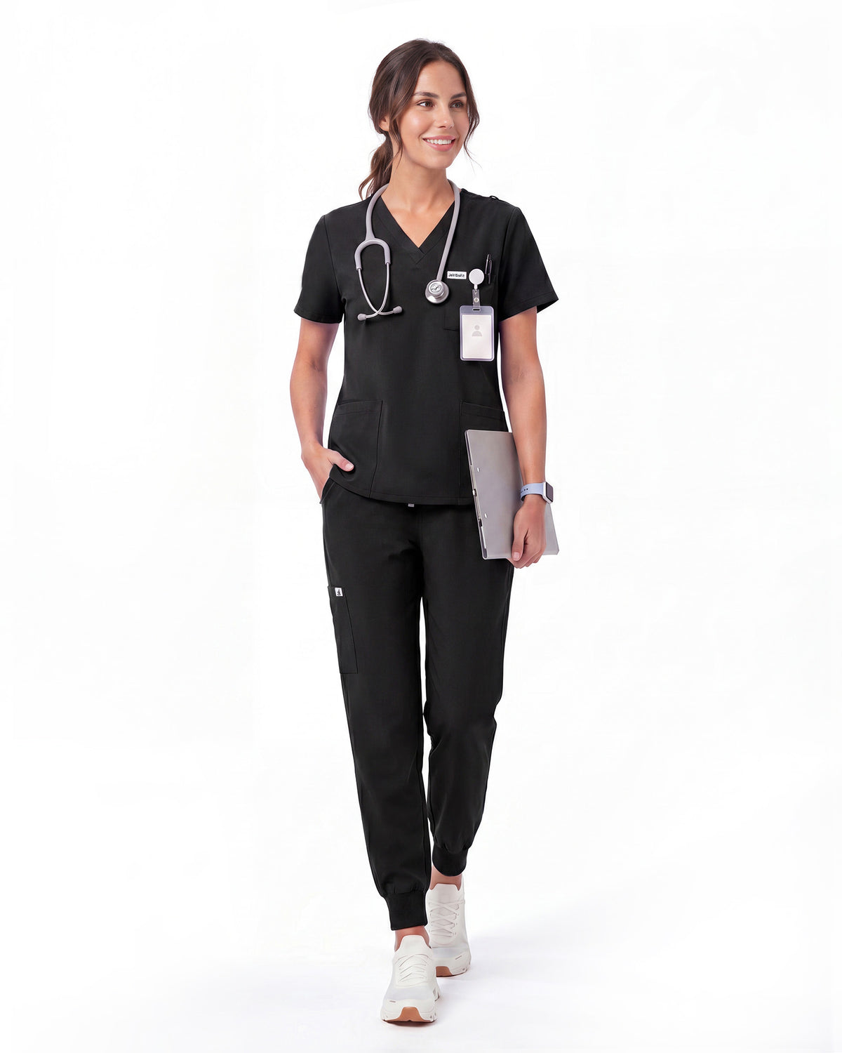 JelriSoFit Free Uniformes Quirúrgicos – Mujer Negro, Aberturas laterales