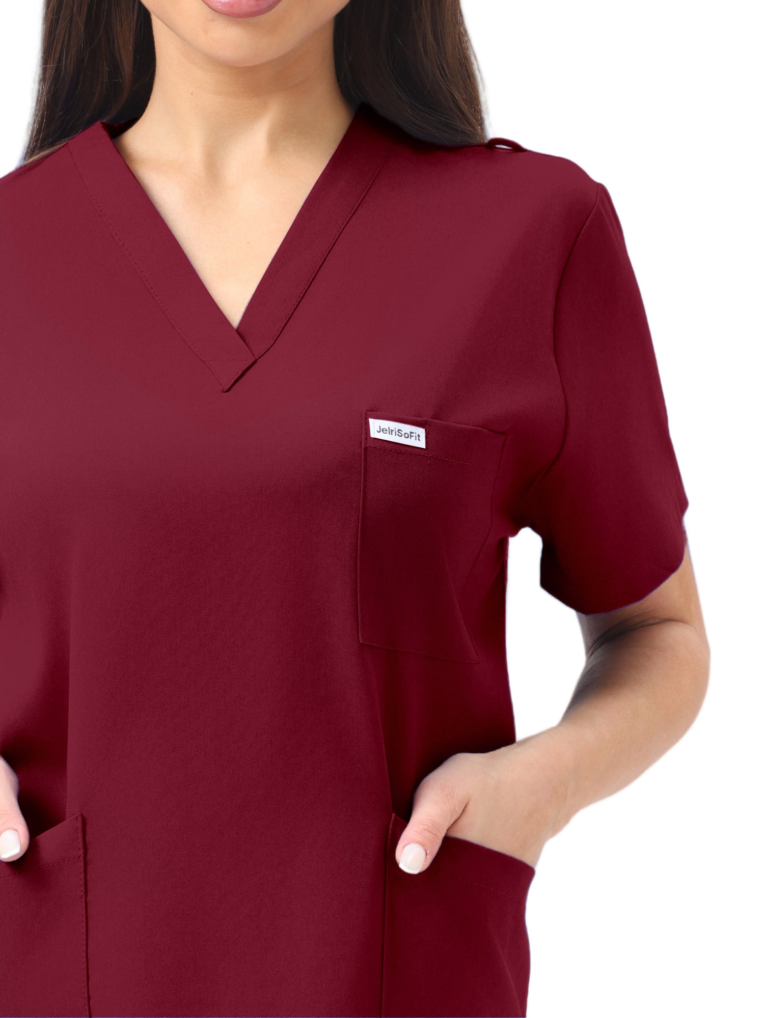 JelriSoFit Classic Medical Uniforms – Women’s Burgundy, Sporty Comfort