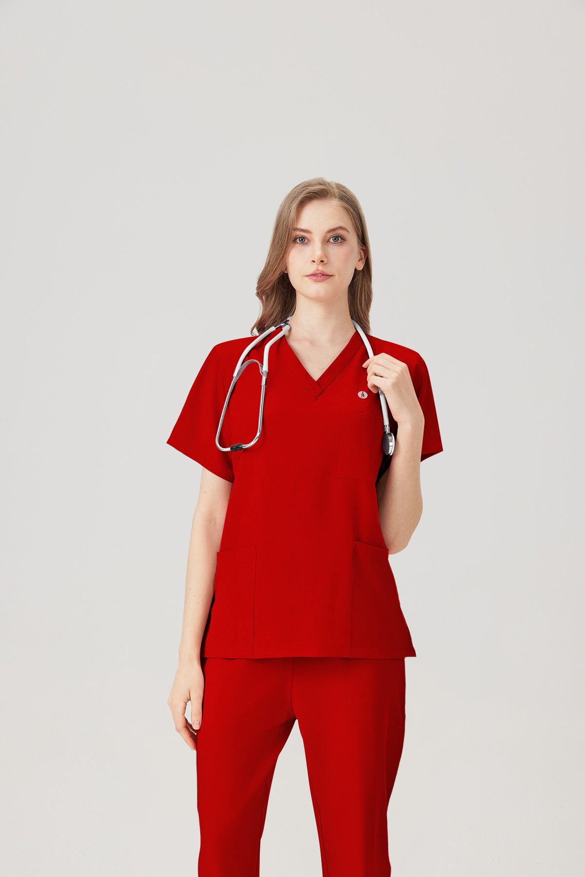 JelriSoFit Classic Pijama Quirúrgica - Mujer Granada Roja, resistente a salpicaduras leves