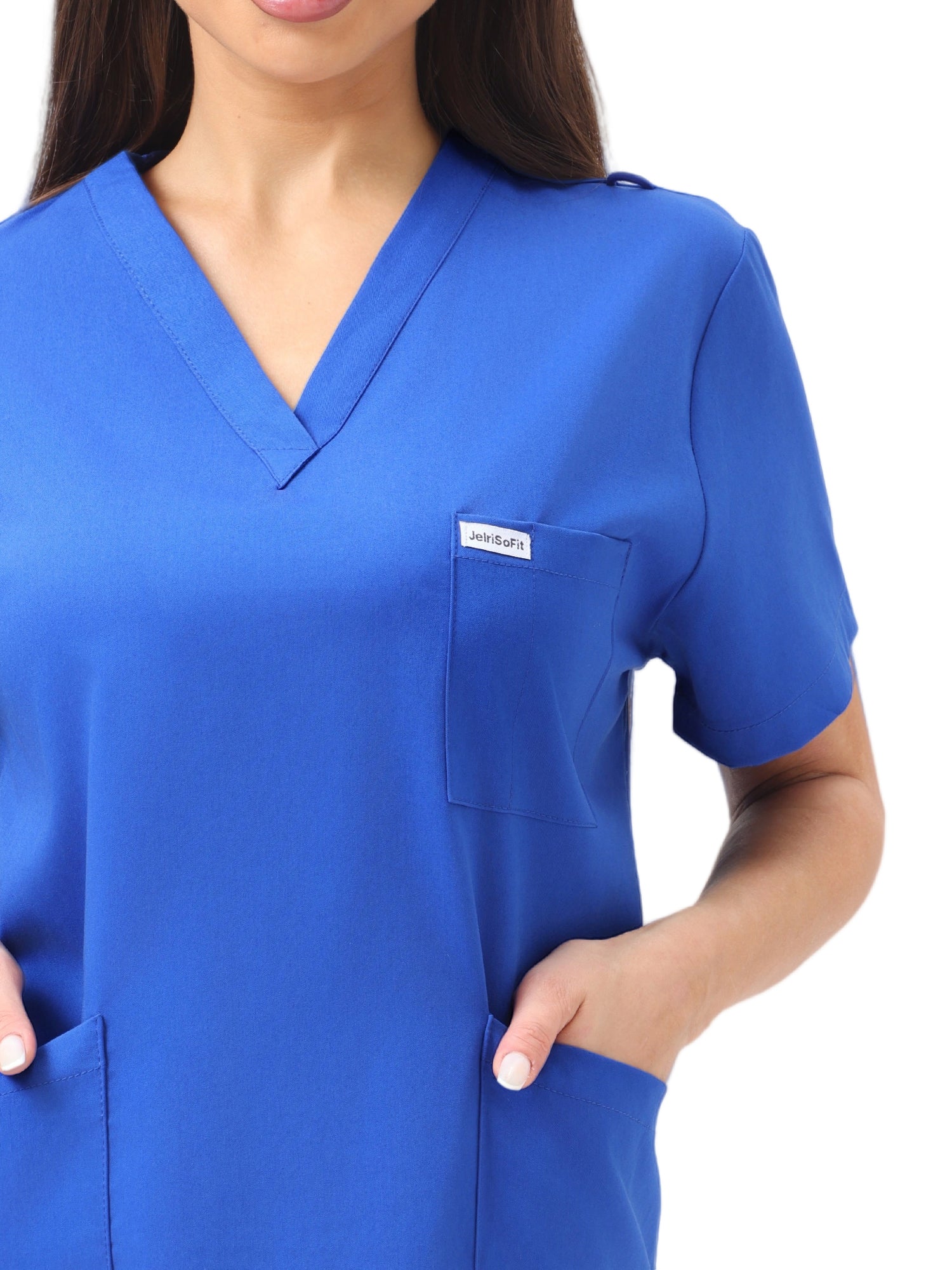 JelriSoFit Classic Medical Scrubs – Women’s Royal Blue, Jogger Scrub Set