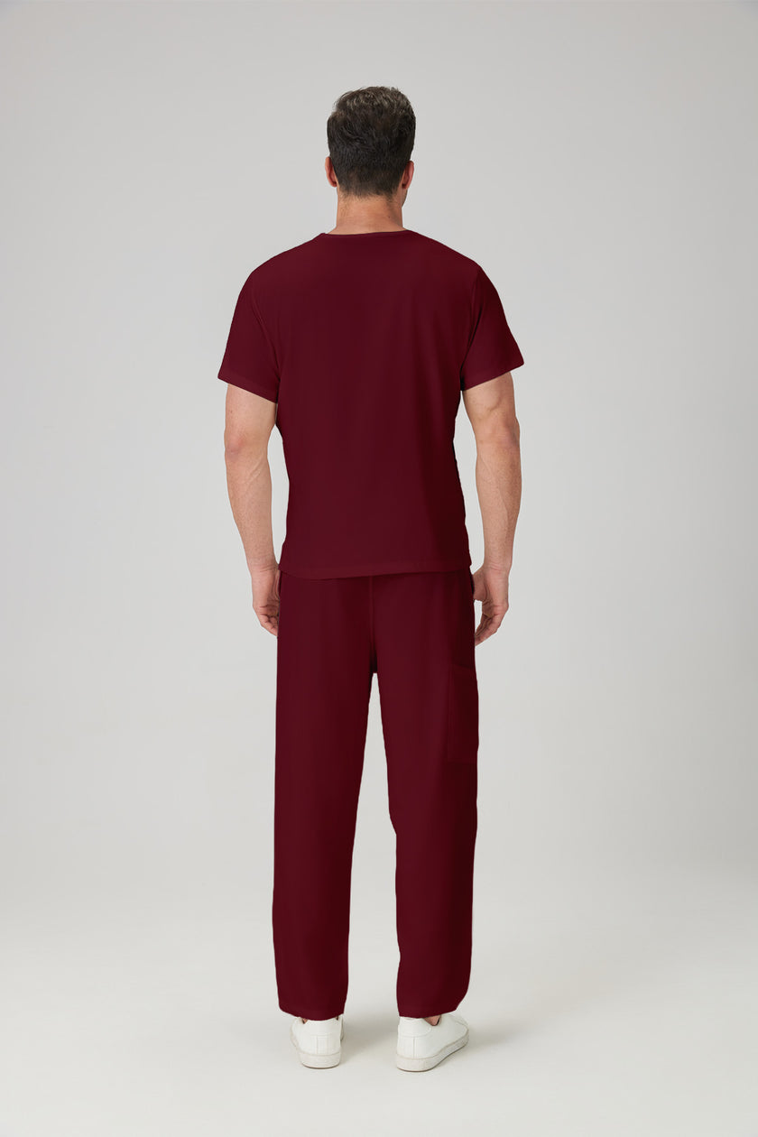 JelriSoFit Classic Medical Uniforms - Men's White, Straight Leg Trouser Set