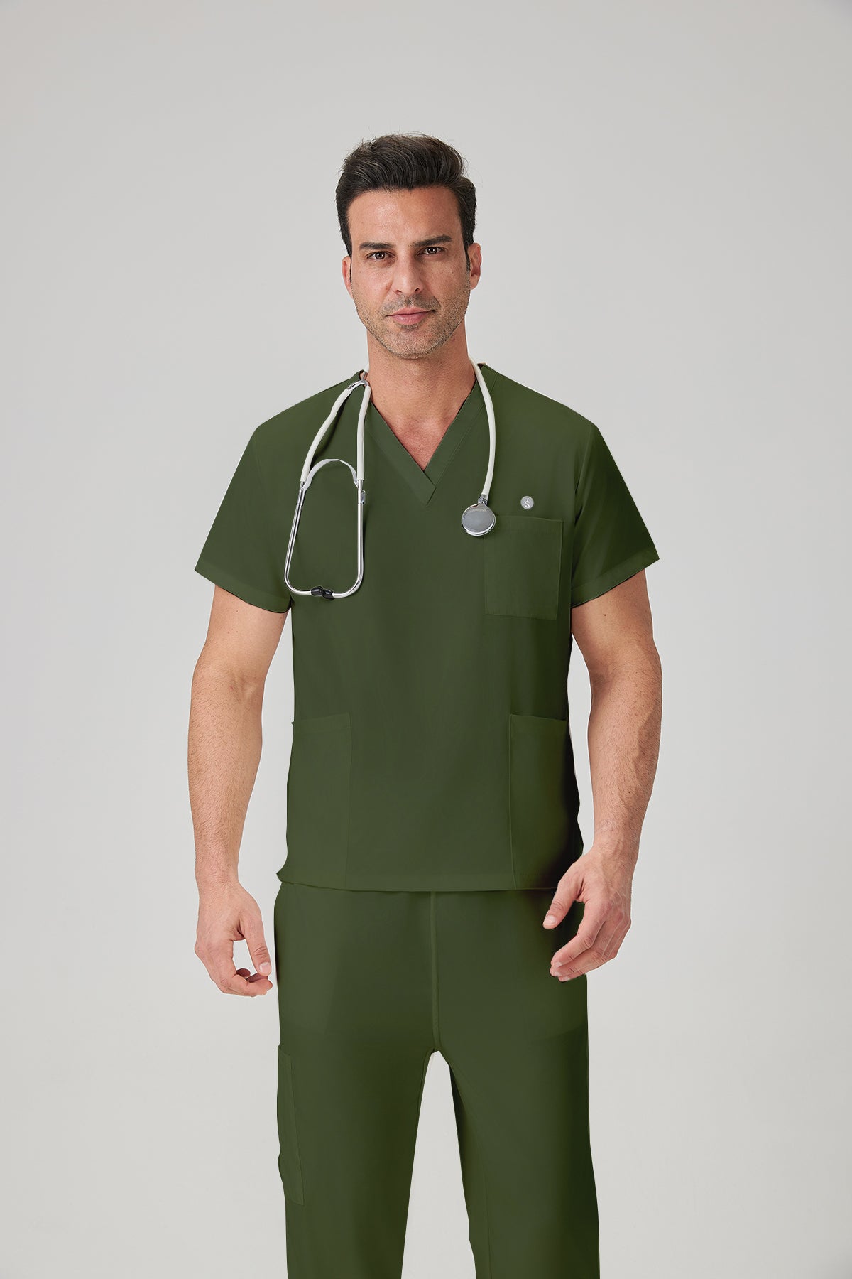 JelriSoFit Classic Uniformes Médicos - Hombre Verde Musgo, Resistente a las manchas