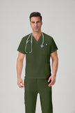 JelriSoFit Classic Medical Uniforms - Men's Moss Green, Stain Resistant