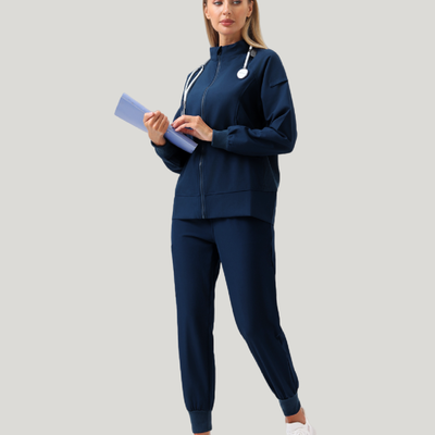 Uniforme médico quirúrgico 3 piezas Azul Marino para mujer-Vista frontal