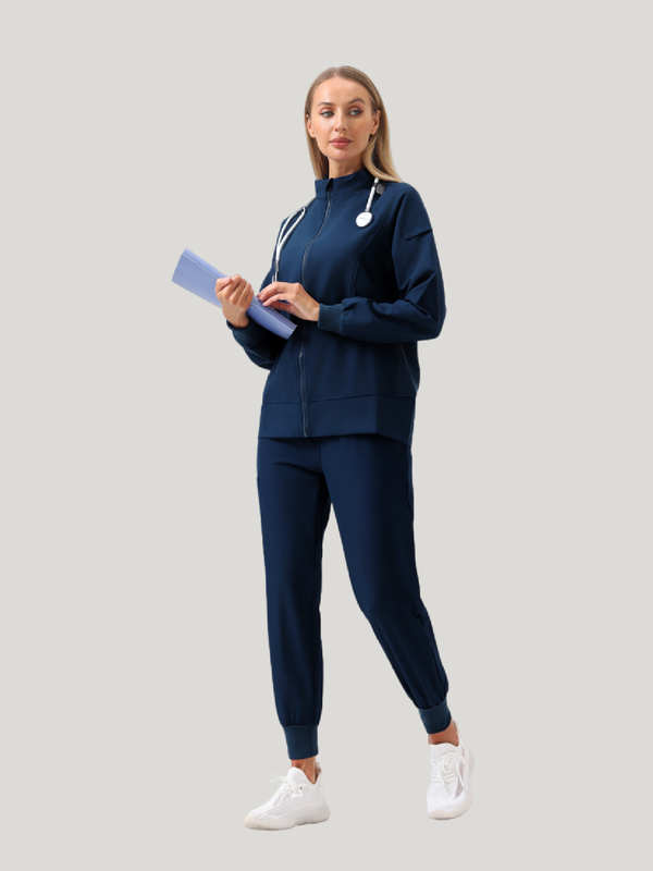 Uniforme médico quirúrgico 3 piezas Azul Marino para mujer-Vista frontal