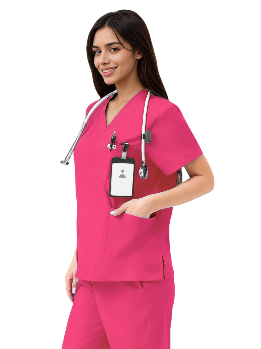 JelriSoFit Classic Nursing Scrubs – Women’s Hot Pink, Easy to care for and durable