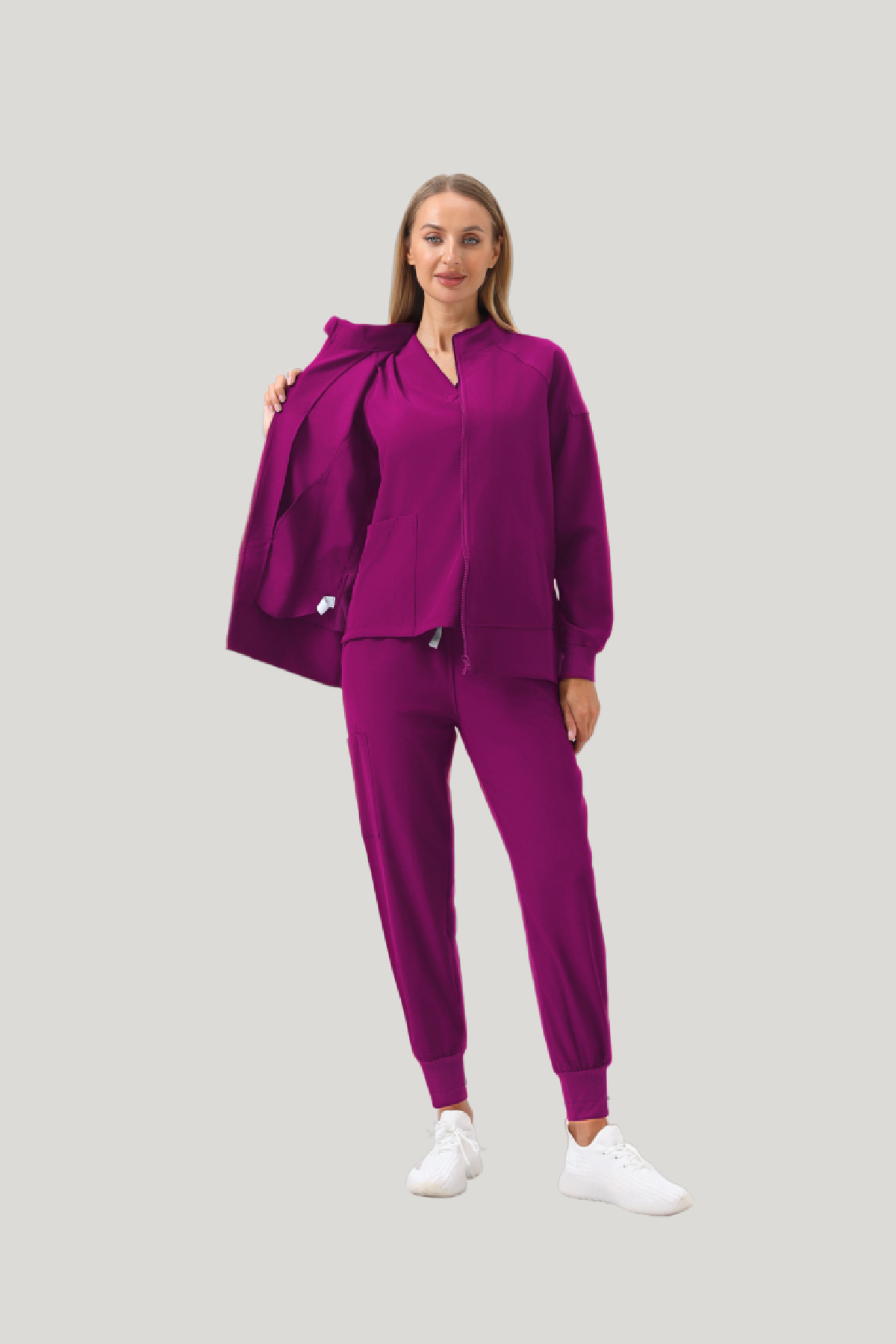 Uniforme médico quirúrgico 3 piezas  Bugambilia para mujer-Chaqueta con cremallera