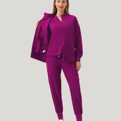 Uniforme médico quirúrgico 3 piezas  Bugambilia para mujer-Chaqueta con cremallera