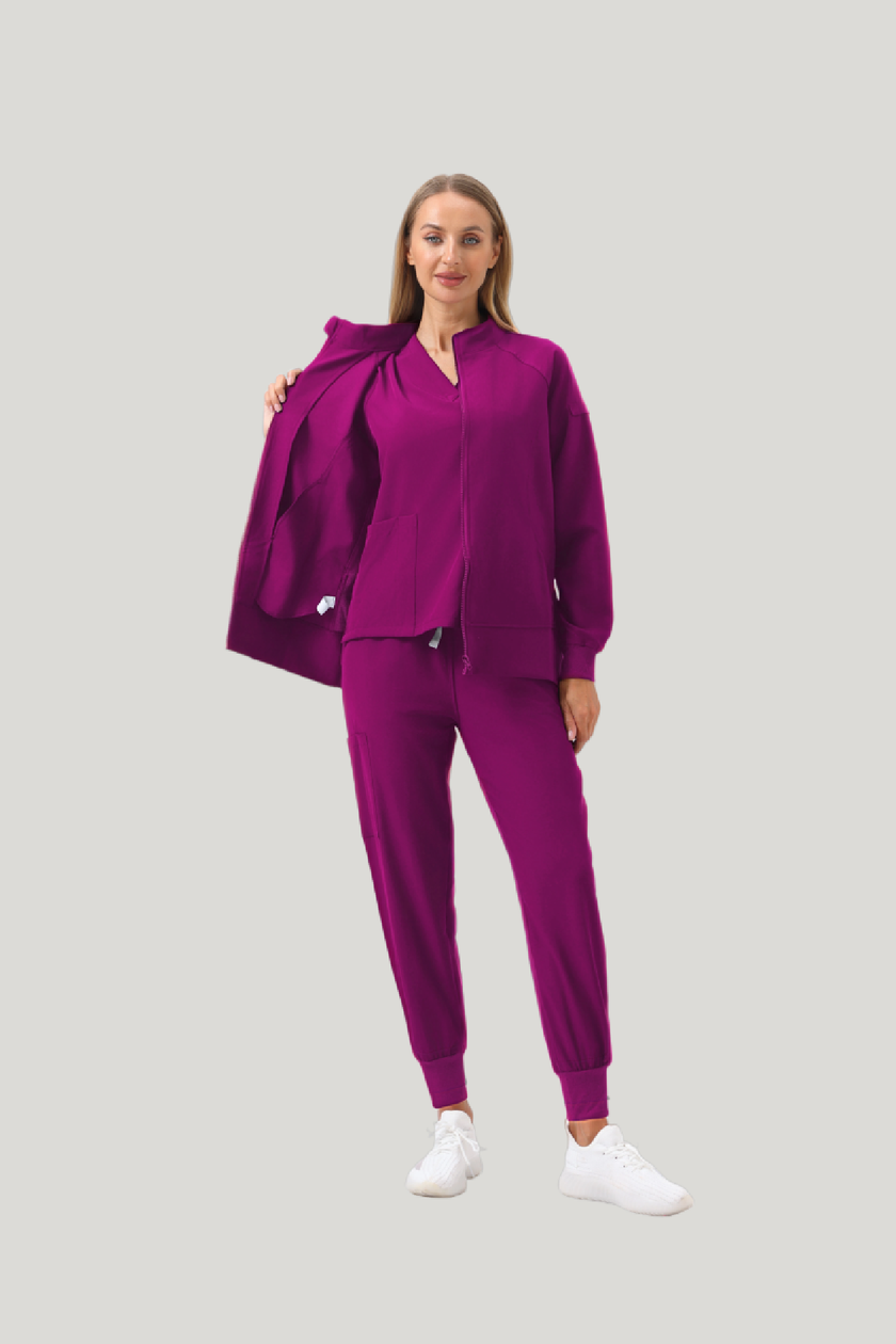 Uniforme médico quirúrgico 3 piezas  Bugambilia para mujer-Chaqueta con cremallera