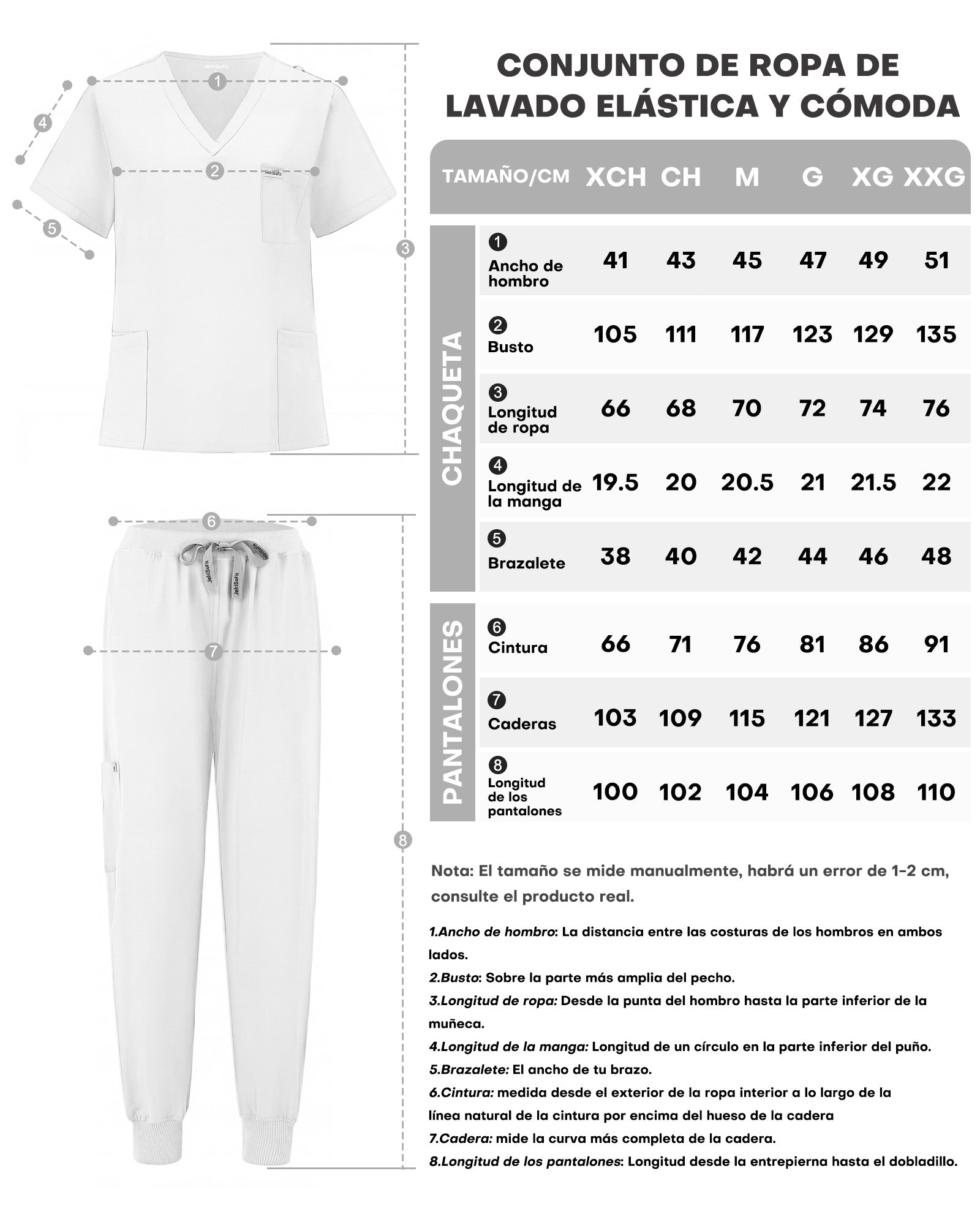JelriSoFit Free Uniformes Quirúrgicos – Mujer Blanco, Tejido impermeable