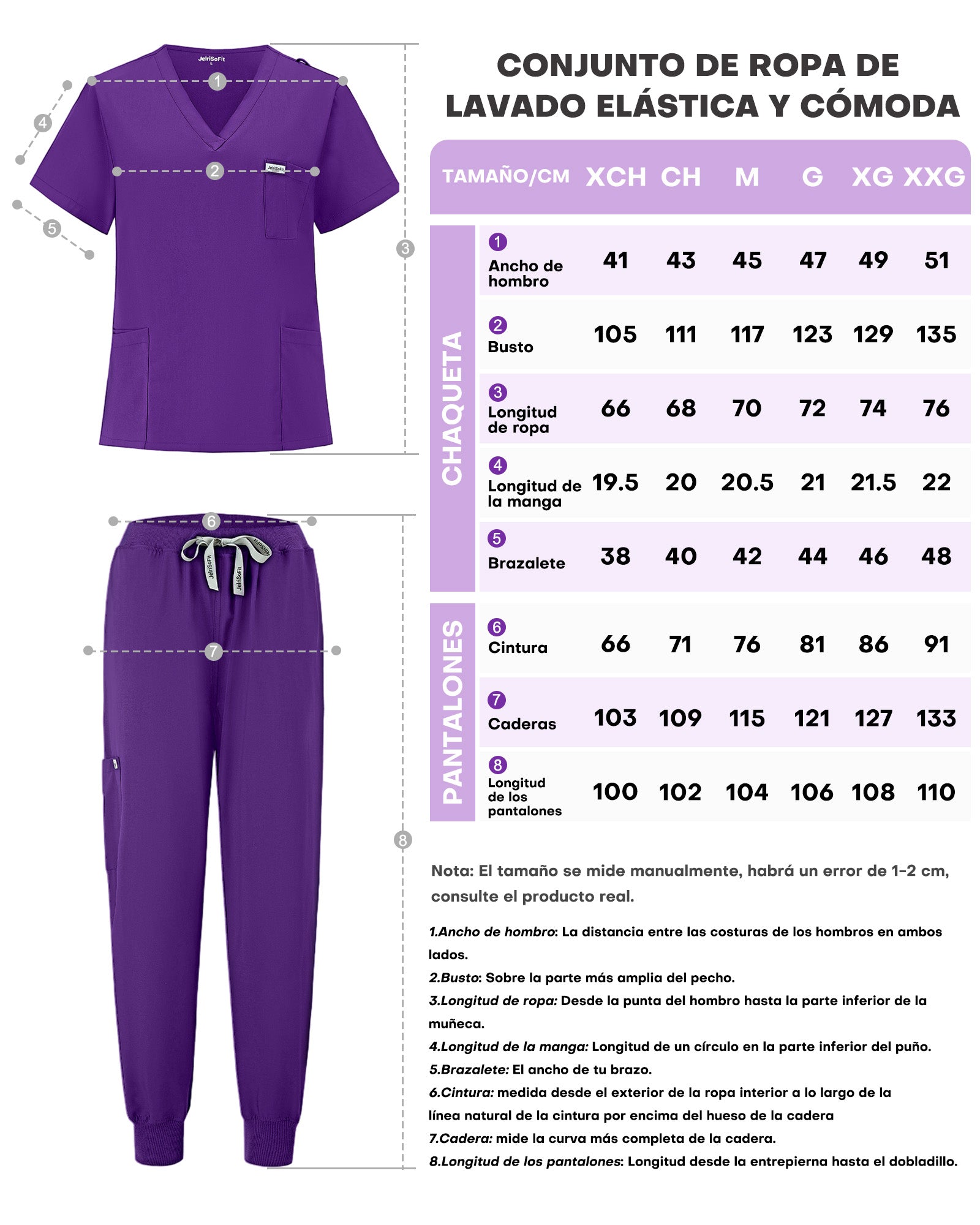JelriSoFit Free Uniformes de Trabajo – Mujer Morado oscuro, Comodidad deportiva