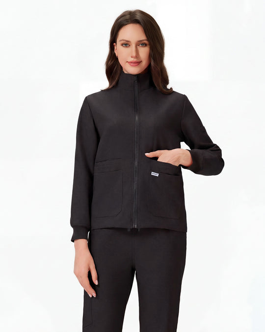 Uniforme de trabajo mujer negro – chaqueta y pantalón frontal