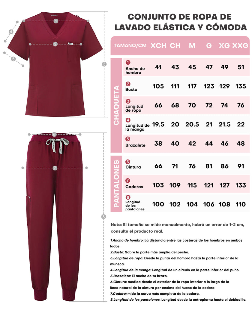 JelriSoFit Free Uniformes de Trabajo – Mujer Vino, Antiarrrugas
