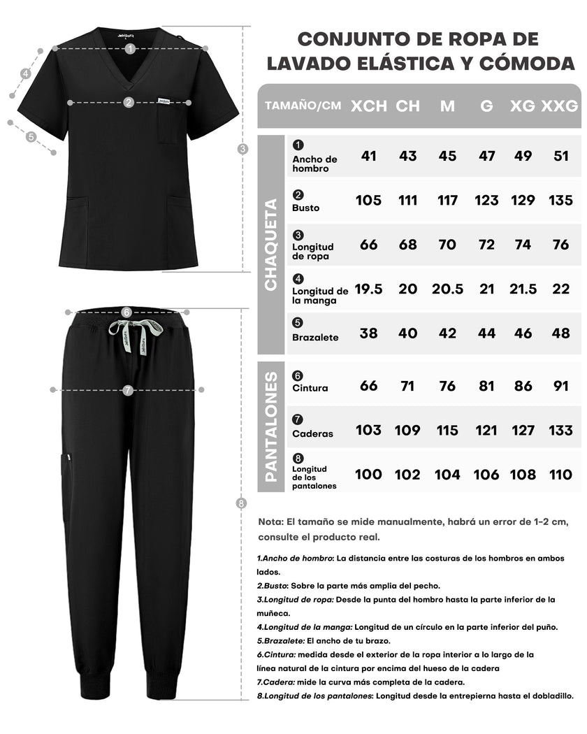 JelriSoFit Free Uniformes Quirúrgicos – Mujer Negro, Aberturas laterales