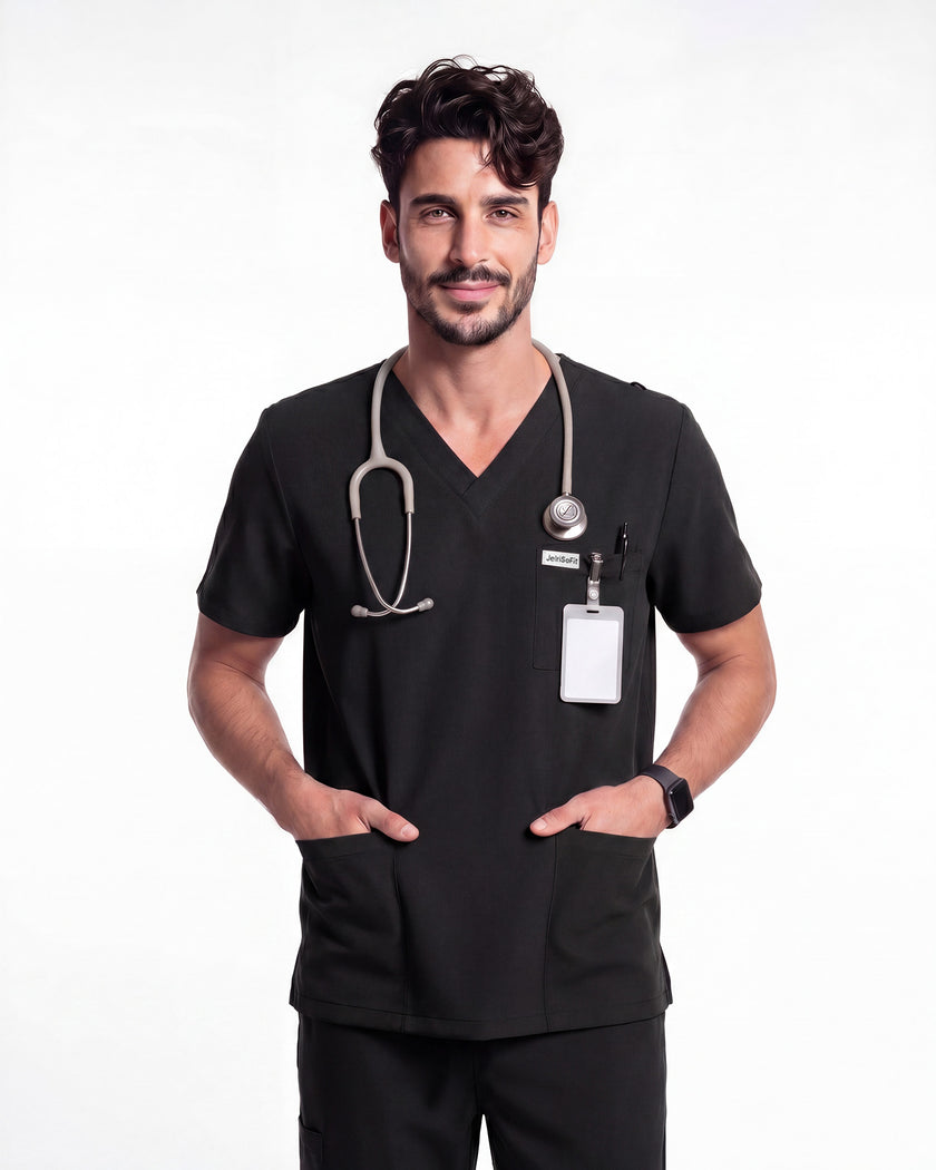 JelriSoFit Free Pijama Quirúrgica – Hombres Negro, Comodidad deportiva
