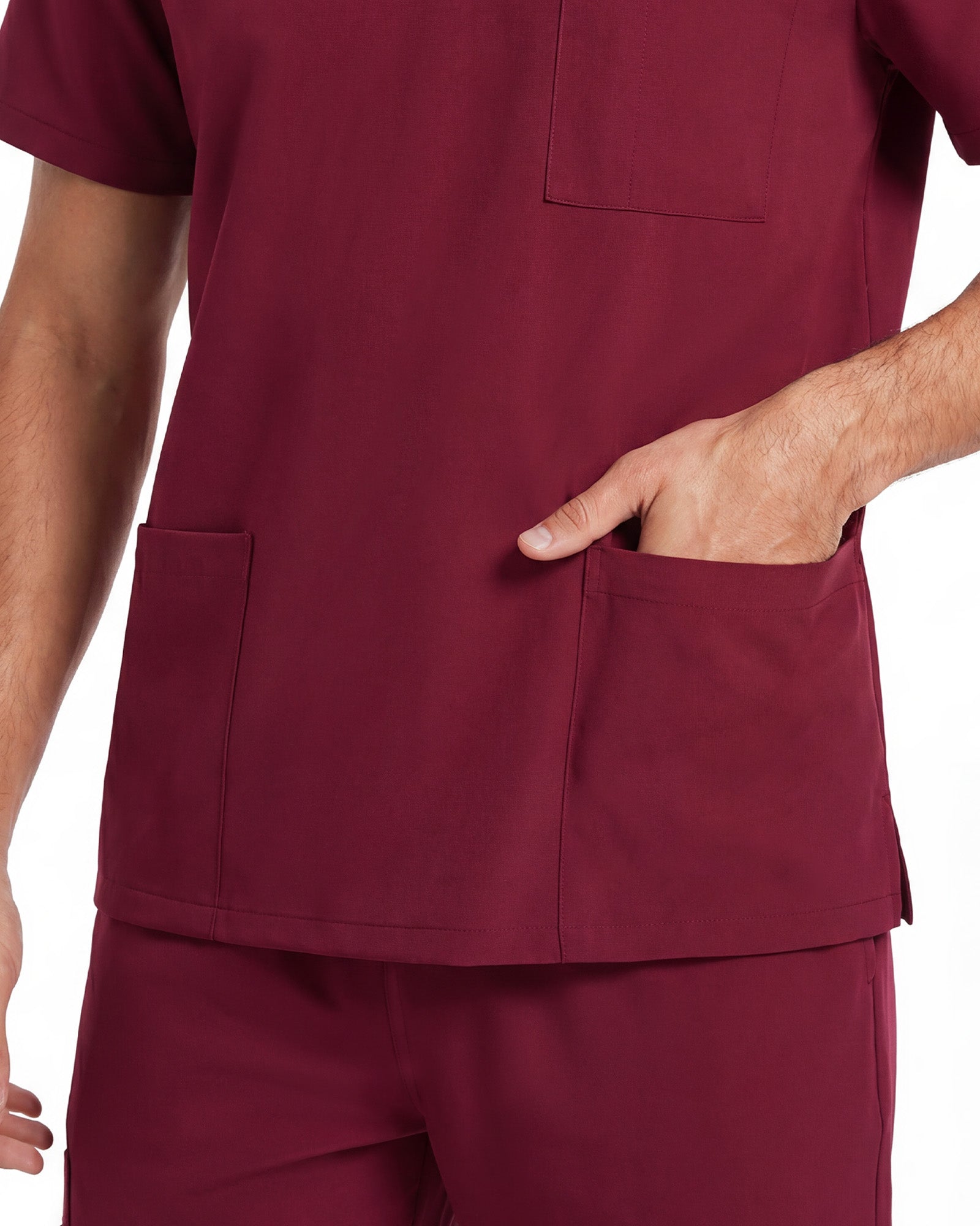 JelriSoFit Free Uniformes Quirúrgicos – Hombres Vino, Bolsillos amplios