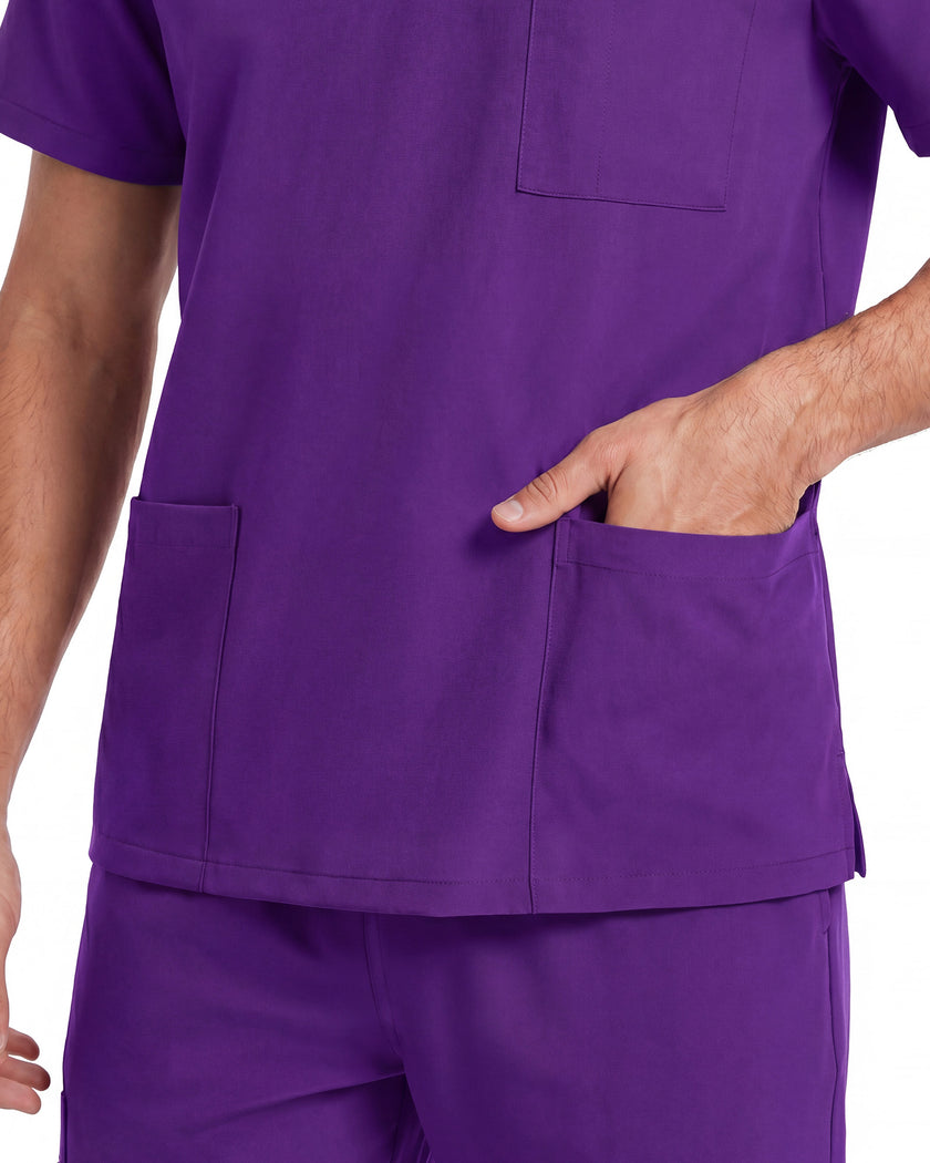 JelriSoFit Free Uniformes de Trabajo – Hombres Morado oscuro, Puños acanalados en tobillos