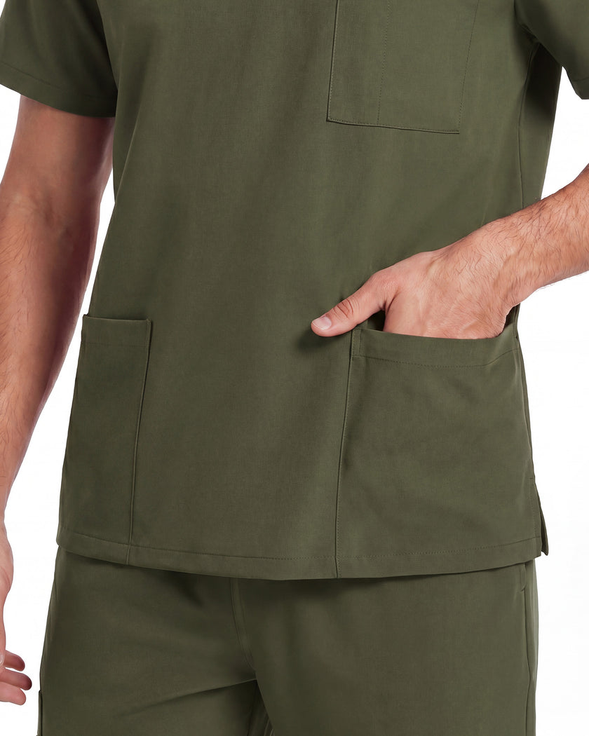 JelriSoFit Free Uniformes de Trabajo – Hombres Verde Musgo, Tejido resistente a salpicaduras leves