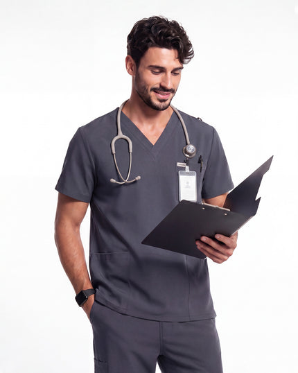 JelriSoFit Free Uniformes Quirúrgicos – Hombres Gris Carbon, Secado rápido y fresco