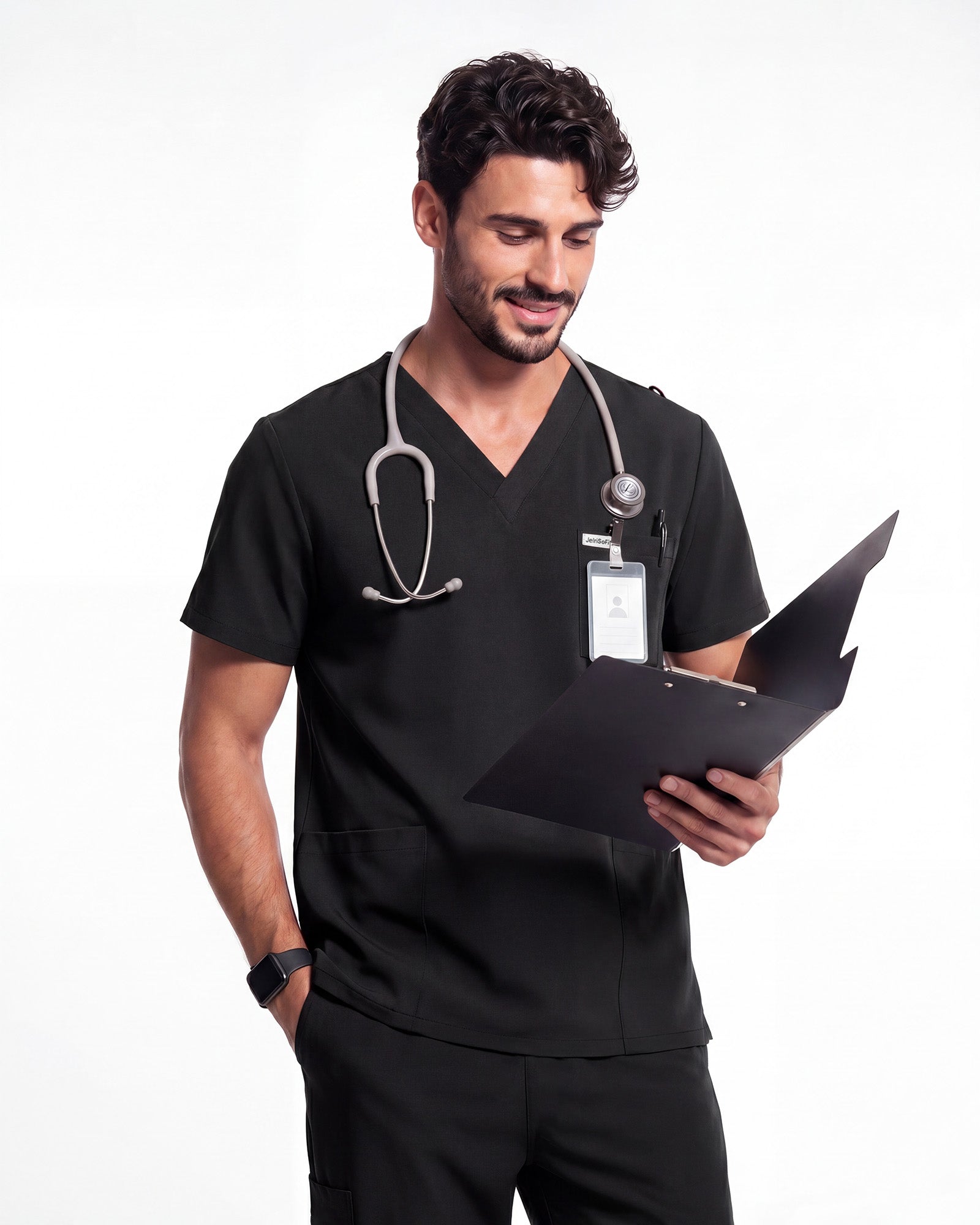 JelriSoFit Free Pijama Quirúrgica – Hombres Negro, Comodidad deportiva