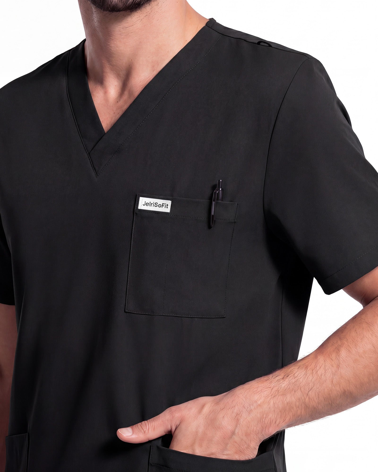 JelriSoFit Free Pijama Quirúrgica – Hombres Negro, Comodidad deportiva
