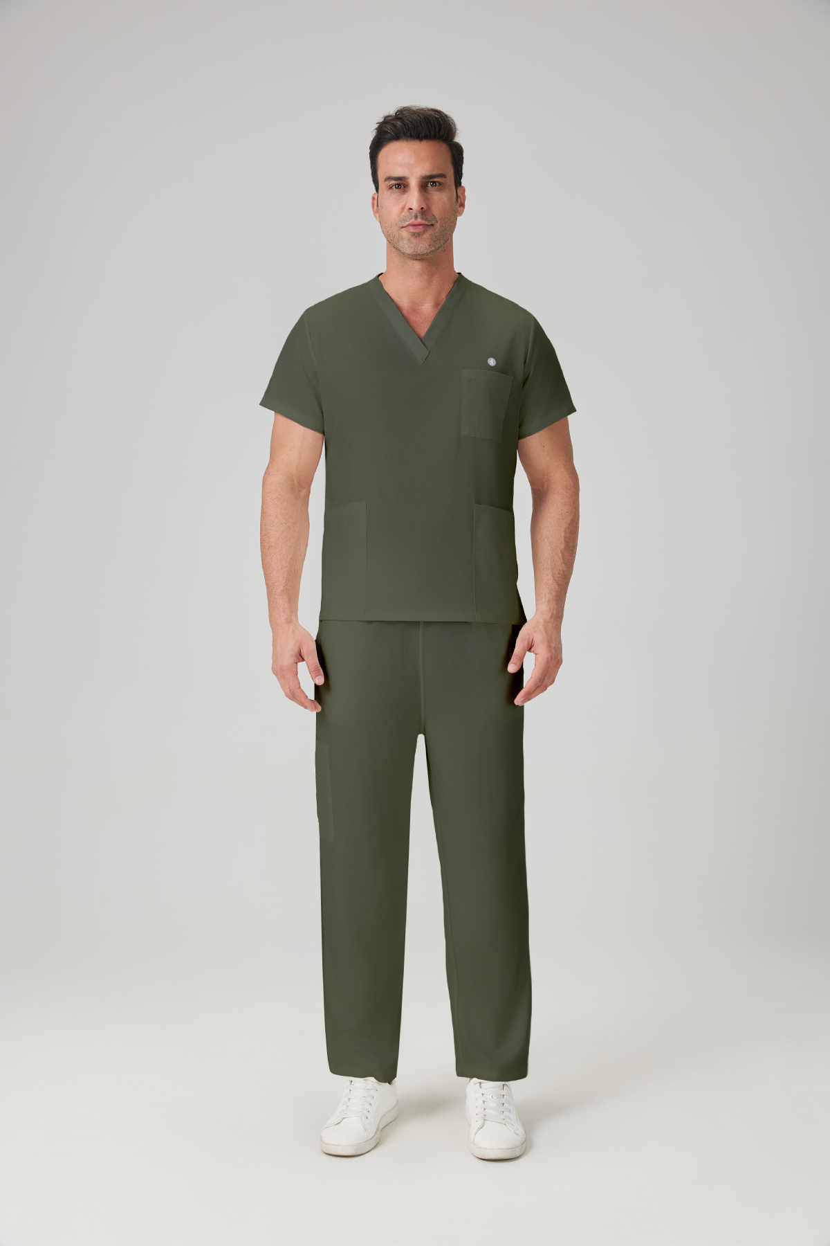 JelriSoFit Classic Uniformes Médicos - Hombre Frijol Verde Gris, fácil de limpiar