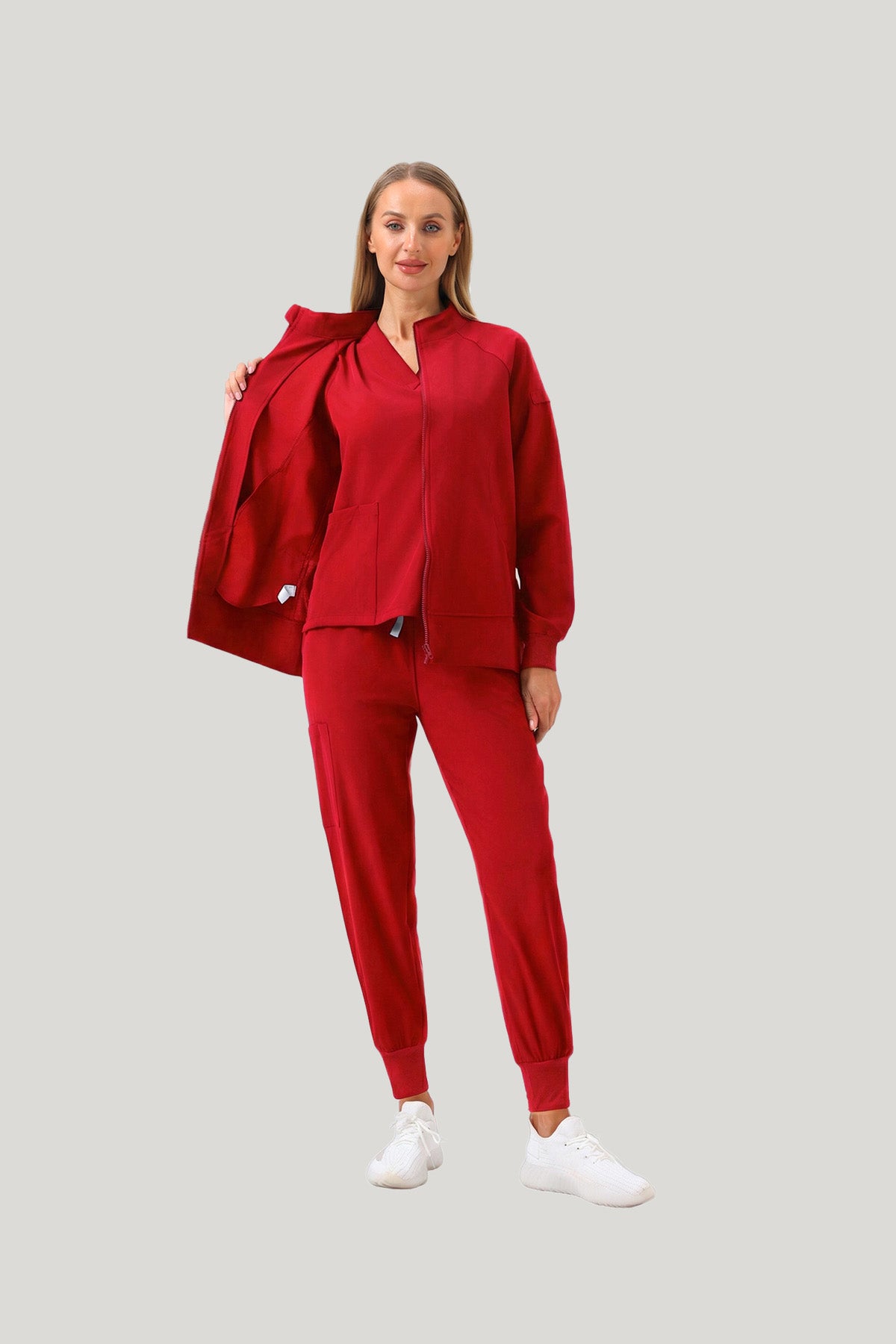 JelriSoFit Set quirúrgico 3 piezas – Mujer Granada roja, Moderno y versátil