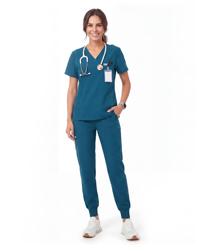 JelriSoFit Free Uniformes Médicos – Mujer Azure Blue, Bolsillos amplios